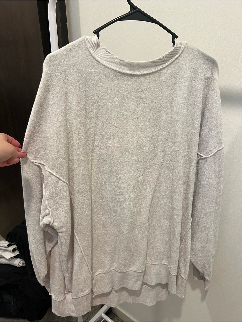aerie lightweight crewneck sweatshirt in soft cream